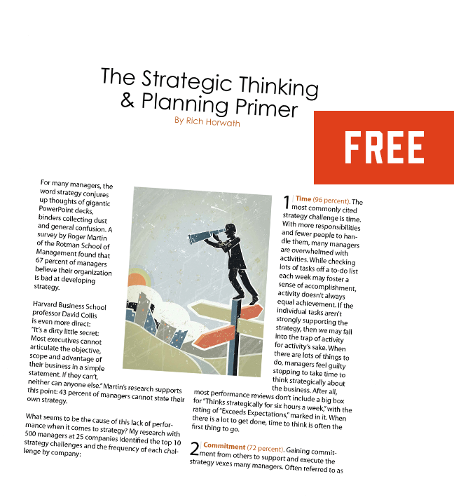 Free newsletter: The Strategic Thinking and Planning Primer